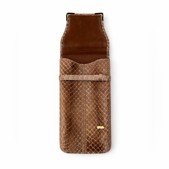 Judith Leiber Tan Snakeskin Sunglasses Case with Gold Detail – Authentic - Picture 3 of 3